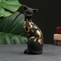 Фигурка керамика &laquo;Кошка ушастая&raquo;, 7&times;8&times;19 см, чёрная