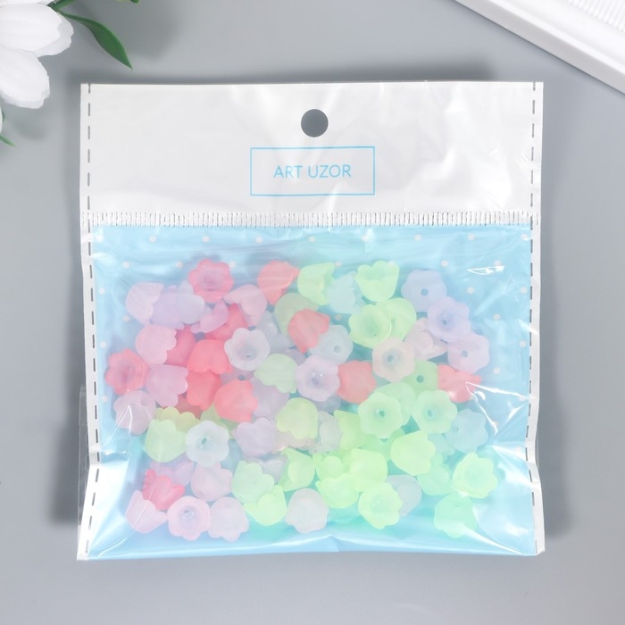 Бусины для творчества пластик Бусины для творчества пластик "Цветок ландыша" набор 80 шт полупрозр. 0,9х0,9х0,7 см, МИКС