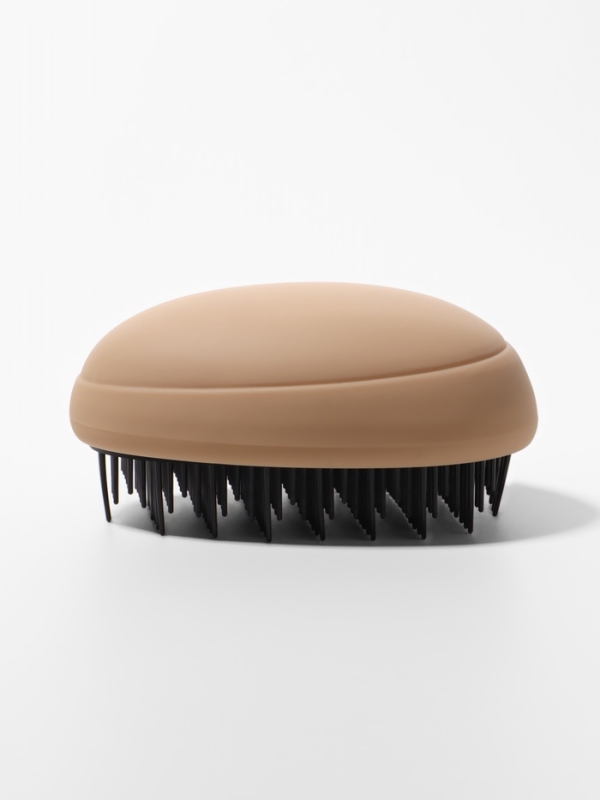 Расчёска массажная «Овал», 9.5×7×4.5 см, матовая, бежевая