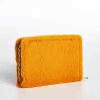 Кошелёк маленький, пушистый, на молнии, жёлтый