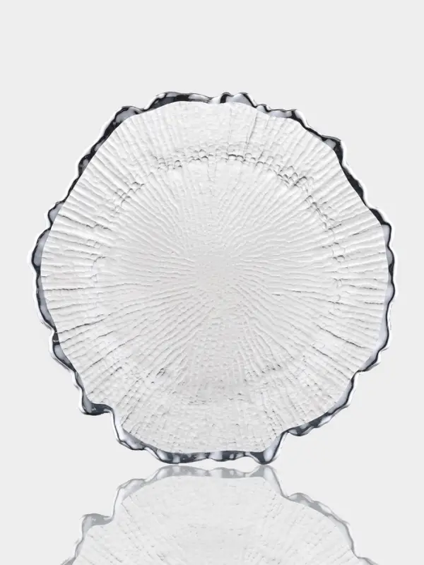 Тарелка обеденная Тарелка обеденная "Сияние" 27х2,5 см, серебрянный обод, прозрачная