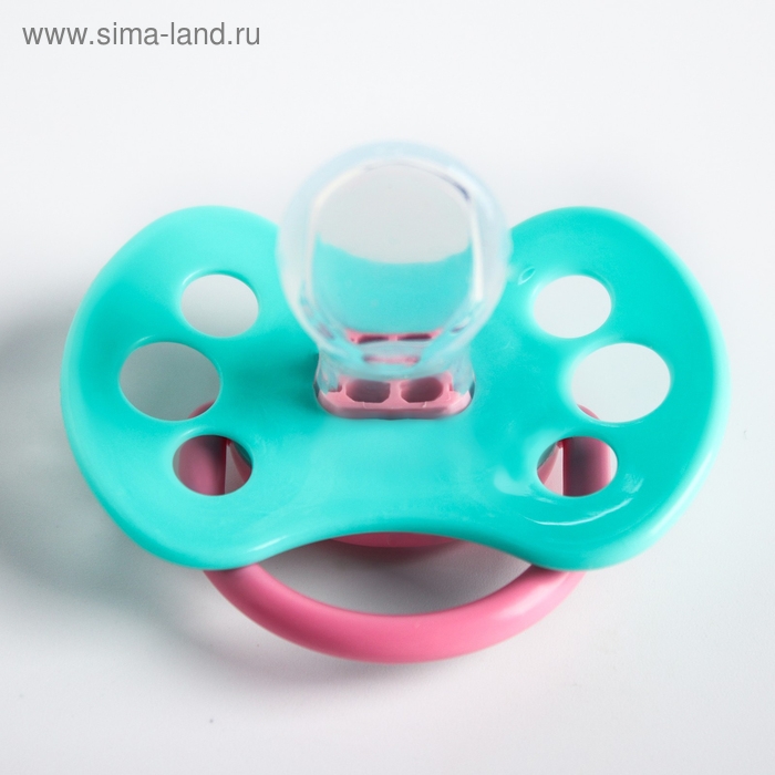 Соска - пустышка силиконовая ортодонтическая «Лама», от 3 мес., цвет бирюзовый/розовый