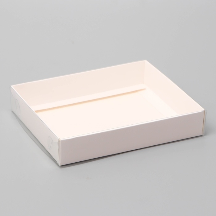 Коробочка сборная с прозрачной крышкой 16×13×3 см, белая Коробочка сборная с прозрачной крышкой 16×13×3 см, белая