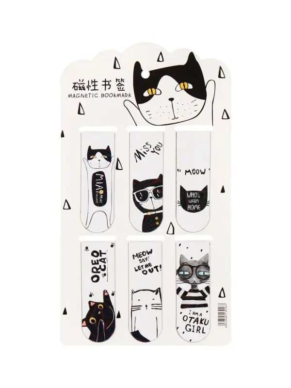 Набор магнитных закладок для книг Calligrata &laquo;Кошки&raquo;, 6 штук, МИКС