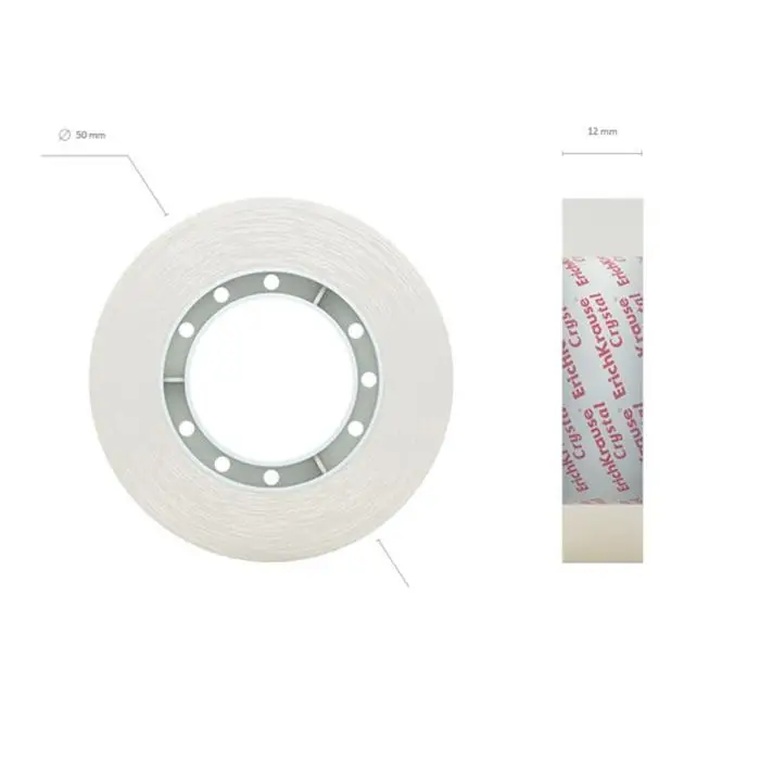 Клейкая лента канцелярская, 12 мм х 33 метра, ErichKrause Crystal, суперпрозрачная, в коробке, с европодвесом Клейкая лента канцелярская, 12 мм х 33 метра, ErichKrause Crystal, суперпрозрачная, в коробке, с европодвесом