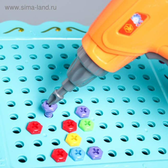 Конструктор винтовой с дрелью, ФИКСИКИ, с подсветкой, 200 деталей Конструктор винтовой с дрелью, ФИКСИКИ, с подсветкой, 200 деталей