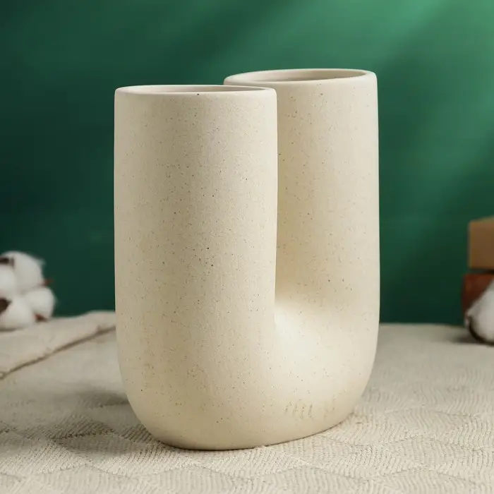Ваза для цветов &laquo;Кьелл&raquo;, 17&times;16 см, керамика, бежевая