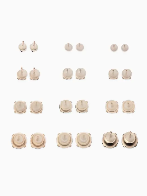 Серьги пусеты 12 пар &laquo;Фантазия&raquo;, маленькие d=3-6 мм, цветные в золоте