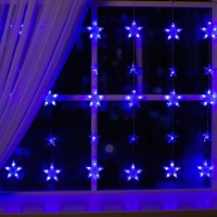 Гирлянда светодиодная Бахр 2.4x0.9м Звездочки,IP20,186LED,син,8реж 4356975