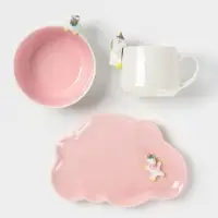 Набор детской посуды Доляна &laquo;Радужный единорог&raquo;, 3 предмета: кружка 350 мл, супница 450 мл, тарелка, керамика, розовый