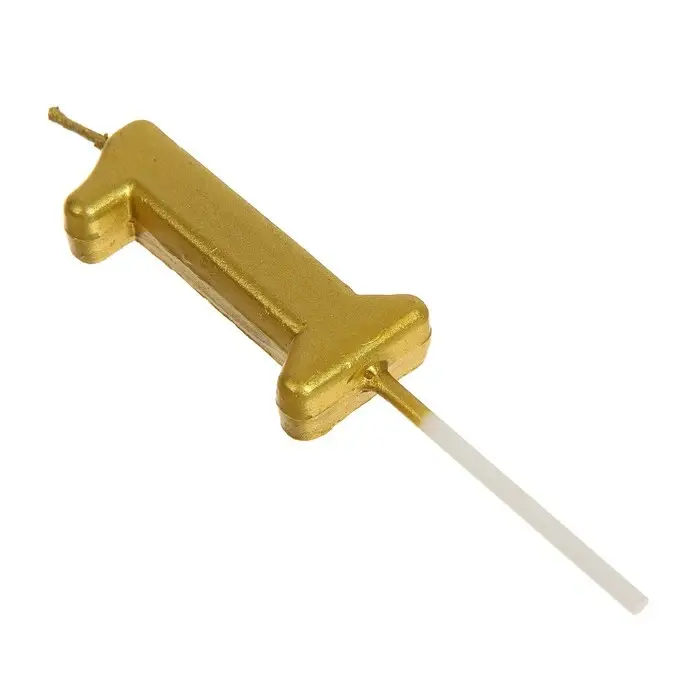 Свеча в торт на шпажке &laquo;Цифра 1&raquo;, золотая, 4.5&times;2.5 см