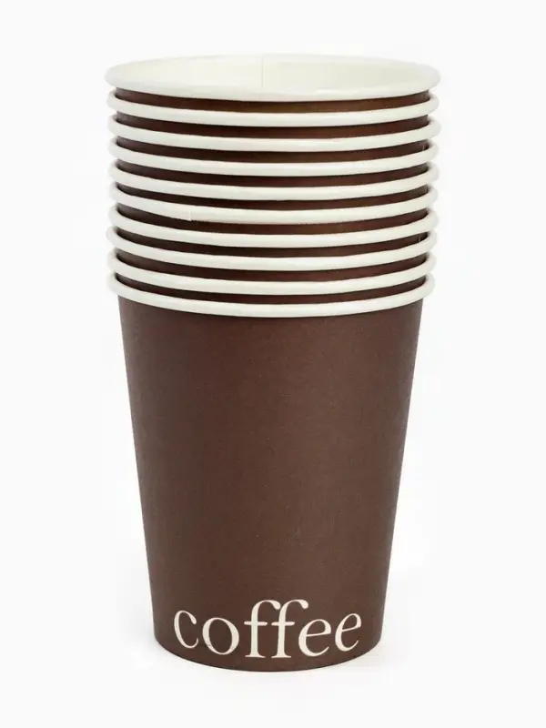 Стаканы одноразовые бумажные для кофе, цвет шоколад , 10 шт, 250 мл