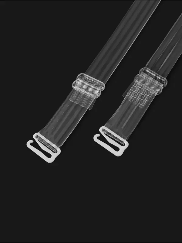 Лямки для бюстгальтера, силиконовые, фурнитура металл, 4 полосы, 1.5 см, 37 см, пара, прозрачные Лямки для бюстгальтера, силиконовые, фурнитура металл, 4 полосы, 1.5 см, 37 см, пара, прозрачные