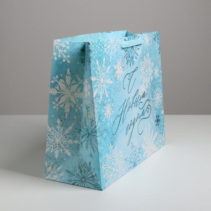 Пакет подарочный новогодний ламинированный «Морозный день», XL 49 х 40 х 19 см, Новый год Пакет подарочный новогодний ламинированный «Морозный день», XL 49 х 40 х 19 см, Новый год
