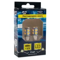 S022A T15/жёлтый/(BA15S) 13SMD 5050 12V 1 contact, коробка 2 шт.