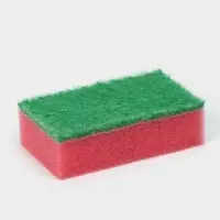 Губка для посуды с чистящим слоем Доляна «Эконом», 7.5×4.5×2.5 см, 5 шт, мини