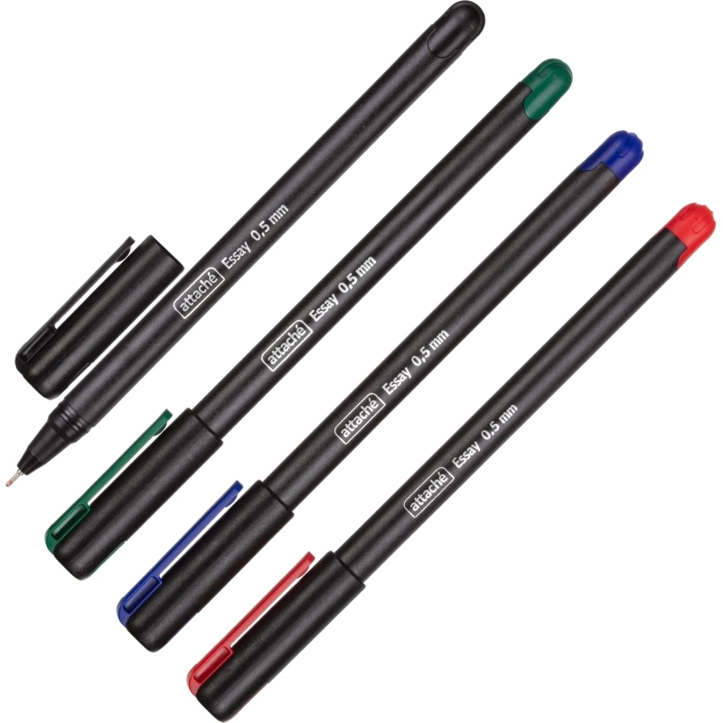 Набор шариковых ручек Attache Essay 0,5мм,масл,набор 4 цв.син+черн+зел+крас
