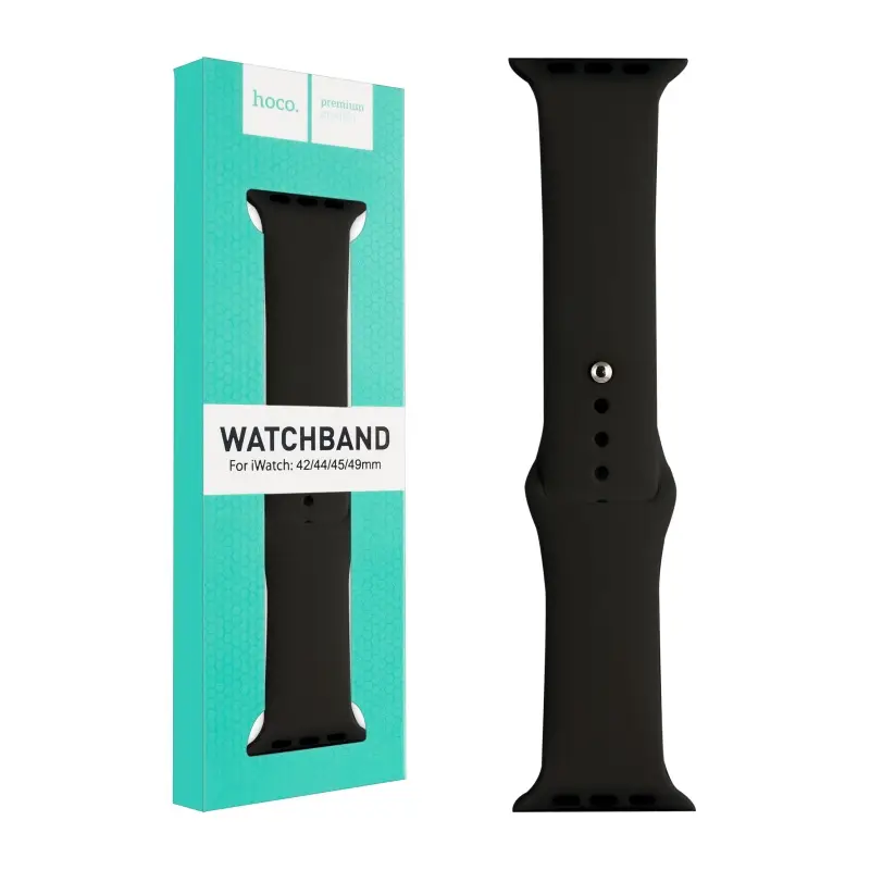 Ремешок для Apl watch 42/44/45mm WA01 Flexible series classic sports silicone stap black HOCO
