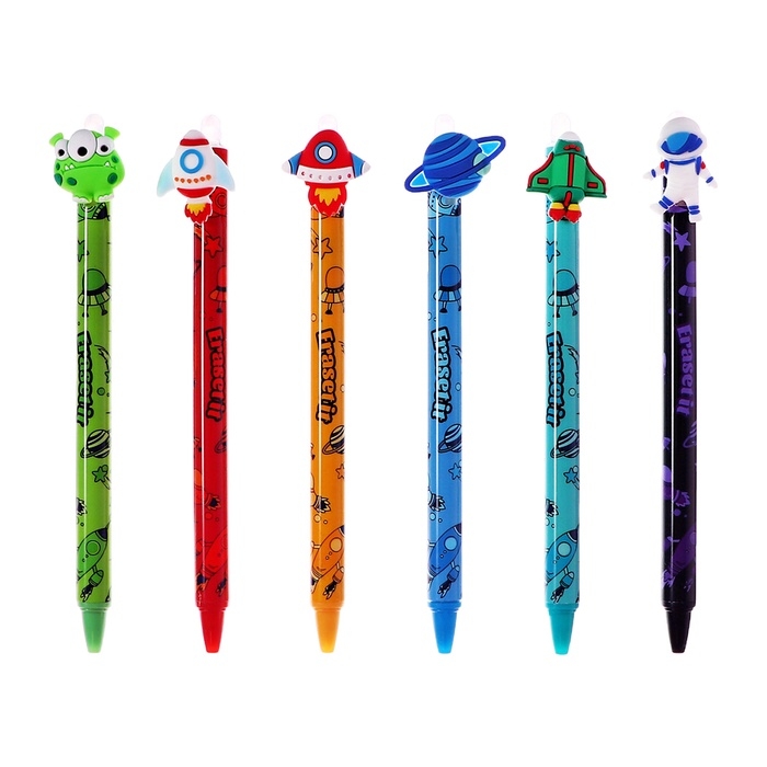 Ручка гелевая 0.5 мм, со стираемыми чернилами, синяя, штрихкод на штуке, МИКС Космос Ручка гелевая 0.5 мм, со стираемыми чернилами, синяя, штрихкод на штуке, МИКС Космос