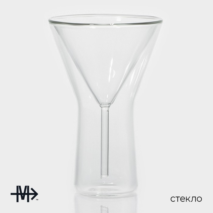 Бокал из стекла для мартини с двойными стенками Magistro «Айс», 170 мл, 10,3×15,7 см Бокал из стекла для мартини с двойными стенками Magistro «Айс», 170 мл, 10,3×15,7 см