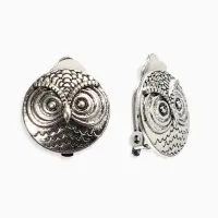 Серьги клипсы для ушей QF &laquo;Сова&raquo;, цвет чернёное серебро