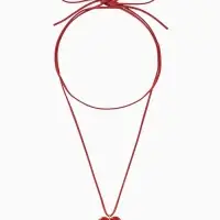 Чокер на нити с кулоном "Сердце" L=150см, цвет красный в золоте