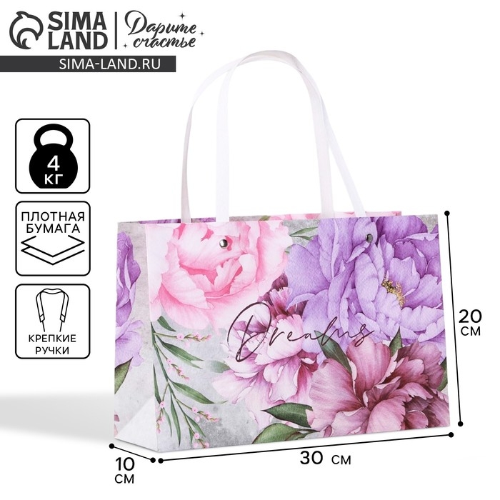 Пакет подарочный, упаковка, «Dreams», 30 х 20 х 10 см Пакет подарочный, упаковка, «Dreams», 30 х 20 х 10 см