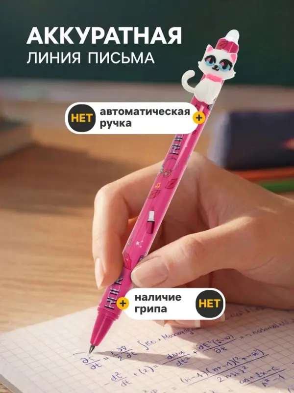 Стираемая ручка &laquo;Котики&raquo;, гелевая, синий стержень, узел 0.5 мм, МИКС