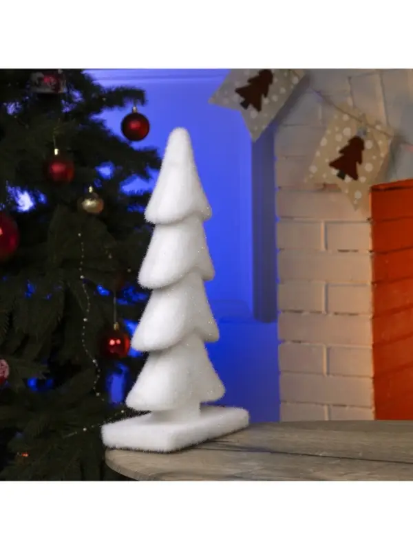 Светодиодная фигура &laquo;Ёлочка&raquo; 22&times;40&times;12 см, флок, от батареек ААх2, свечение тёплое белое