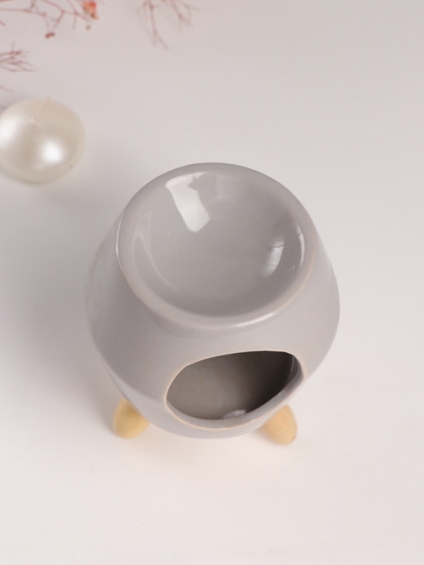 Аромалампа керамика на ножках "Остин" серая 9х9х12 см