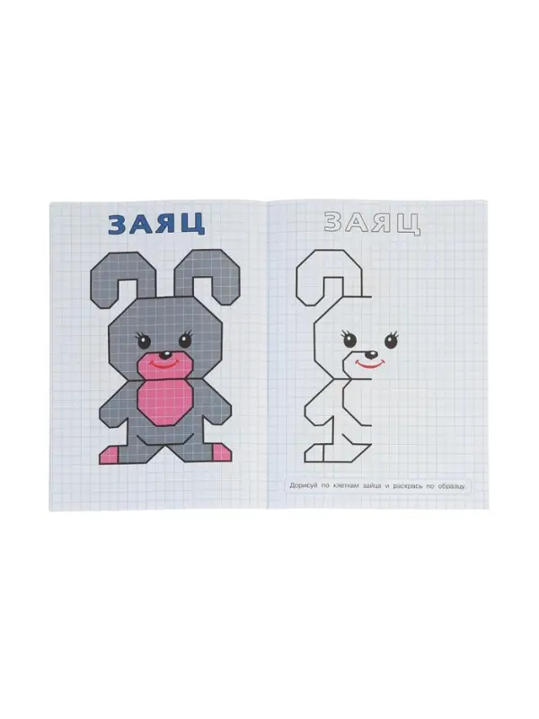 Раскраска развивающая "Нарисуй по клеточкам"