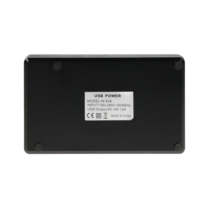 Зарядная станция WLX-838, 10 USB, 60 W, 12 А, выключатель, чёрная Зарядная станция WLX-838, 10 USB, 60 W, 12 А, выключатель, чёрная