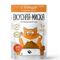 Влажный корм для кошек &laquo;Вкусная Миска&raquo;, курица, консервированный, 85 г
