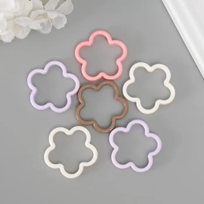 Бусина для творчества пластик  Бусина для творчества пластик "Цветок" МИКС 4,2х4,2х0,6 см