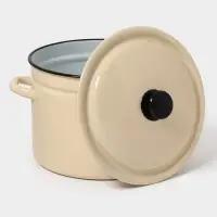 Кастрюля эмалированная, 9 л, d=26.5 см, с крышкой, без декора, цвет слоновой кости