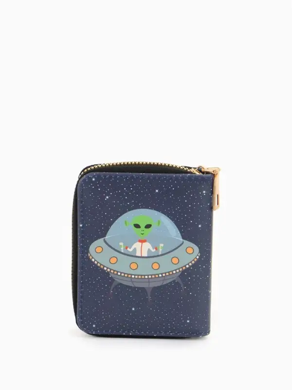 Кошелёк на молнии Выбражулька &laquo;Космос&raquo;, 8.5&times;2.5&times;10.5 см, детский, синий