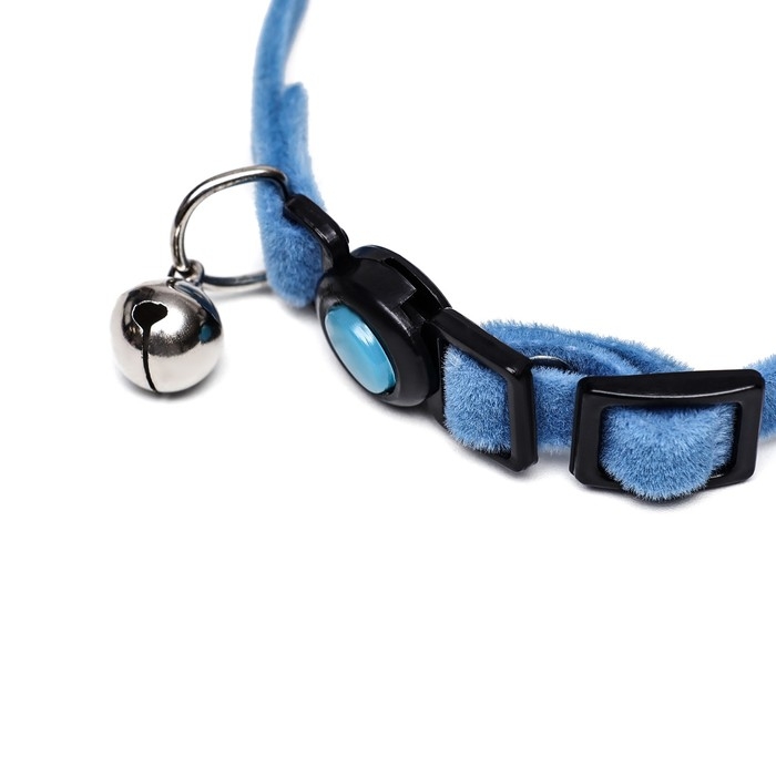Ошейник кошачий мягкий с бубенчиком, 30 х 1 см, текстиль, голубой Ошейник кошачий мягкий с бубенчиком, 30 х 1 см, текстиль, голубой