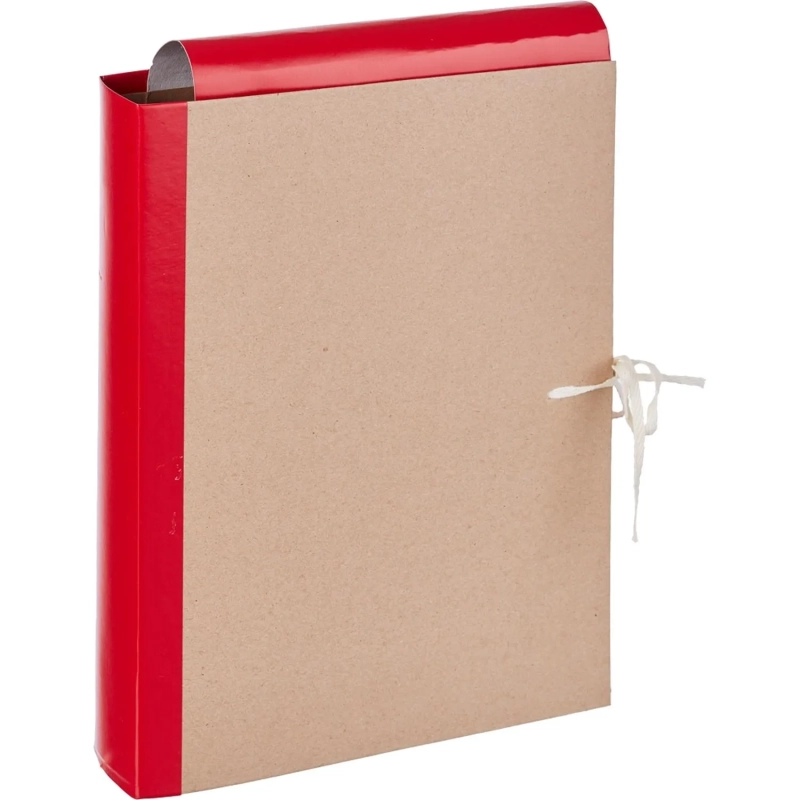 Папка архивная крафт/бумвинил  5см 4 завязки, красн