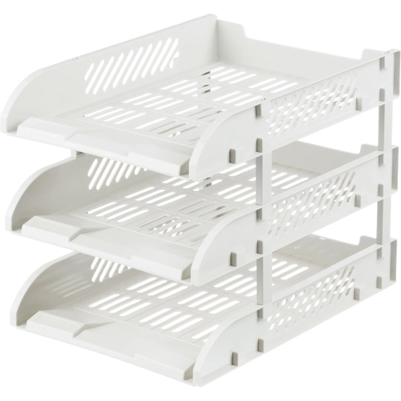 Лоток горизонтальный для бумаг Deli E9217Grey набор 3шт на металл.стерж сер