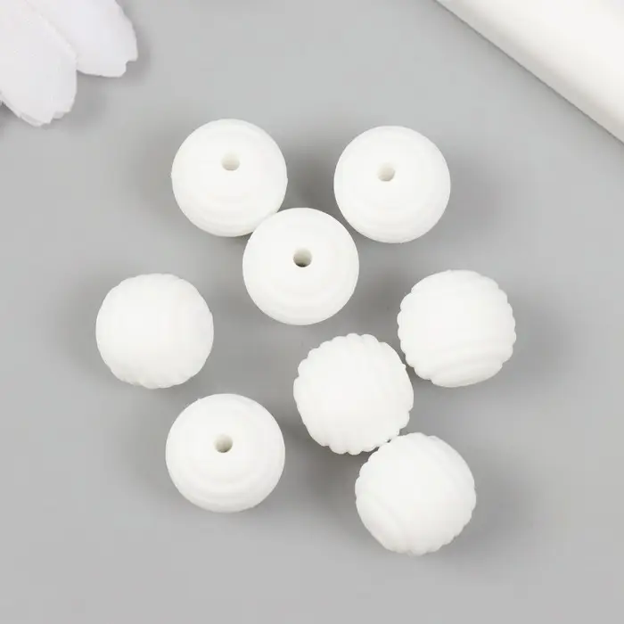 Бусина силикон «Круглая с фаской» белая d=1.5 см