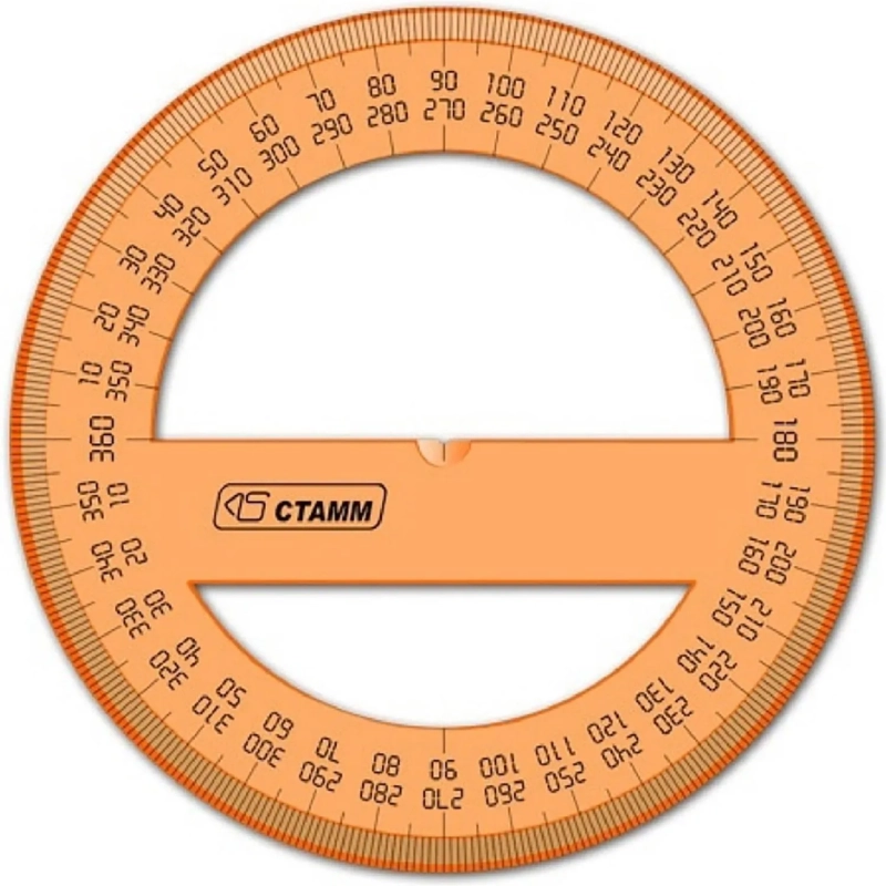 Транспортир 10 см 360 &nbsp;градусов, NEON Cristal, цвет ассорти ТР41