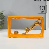 Фигурка керамика &laquo;Кошки-мышки - погоня. Прямоугольник&raquo;, оранжевый с золотом, 5.5&times;21.5&times;13 см