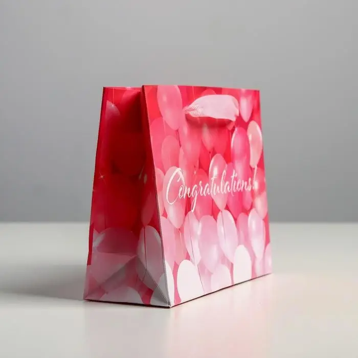Пакет подарочный ламинированный, упаковка, «Congratulations!», S 15 х 12 х 5.5 см Пакет подарочный ламинированный, упаковка, «Congratulations!», S 15 х 12 х 5.5 см