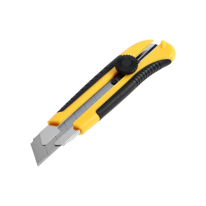 Нож универсальный ТУНДРА, 2К корпус, металлическая направляющая, винтовой фиксатор, 25 мм Нож универсальный ТУНДРА, 2К корпус, металлическая направляющая, винтовой фиксатор, 25 мм