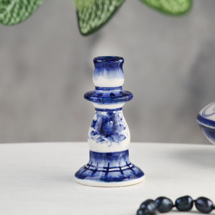 Подсвечник "Стройный", гжель