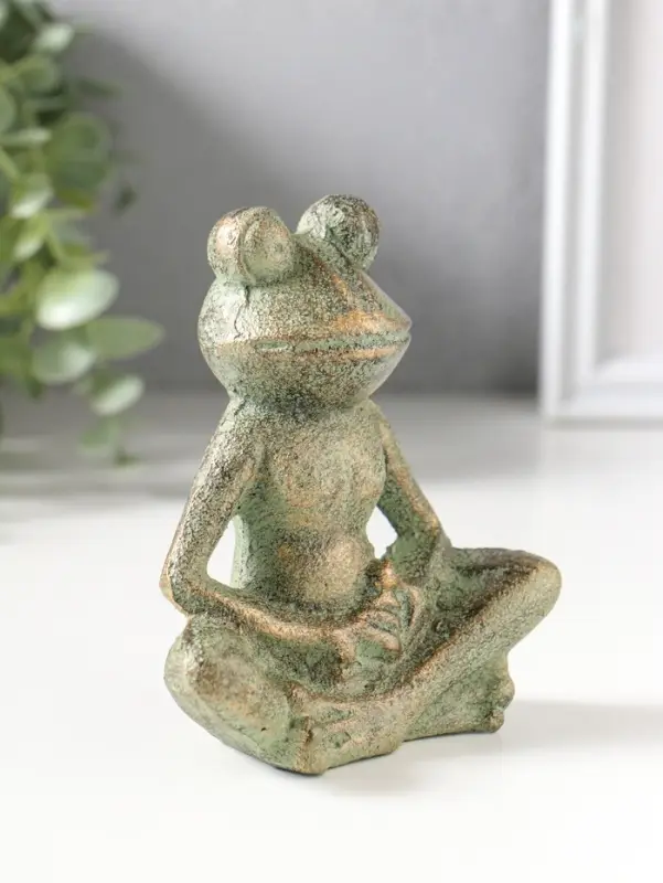 Сувенир чугун "Лягуха - дзен" зелёная патина 10х11,5х4,5 см