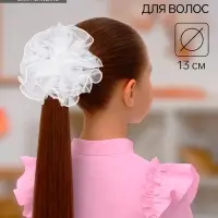 Бант для волос на резинке &laquo;Школьница&raquo;, волна, d=13 см, белый, МИКС