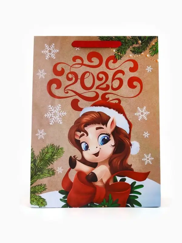 Пакет крафтовый подарочный «С Новым годом», L 31×40×11.5 см
