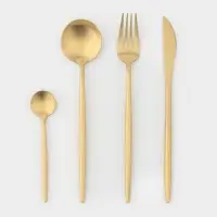 Столовые приборы Magistro &laquo;Фолк&raquo;, 4 предмета, нержавеющая сталь, золотистые