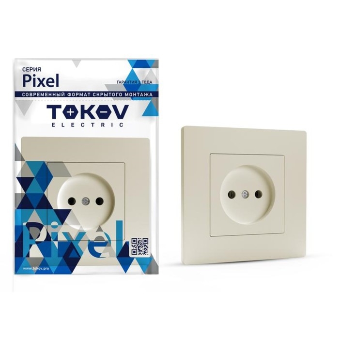 Розетка TOKOV ELECTRIC, Pixel, 1-м, 16А, IP20, без з/к, в сборе, бежевый, TKE-PX-R1F-C02 Розетка TOKOV ELECTRIC, Pixel, 1-м, 16А, IP20, без з/к, в сборе, бежевый, TKE-PX-R1F-C02